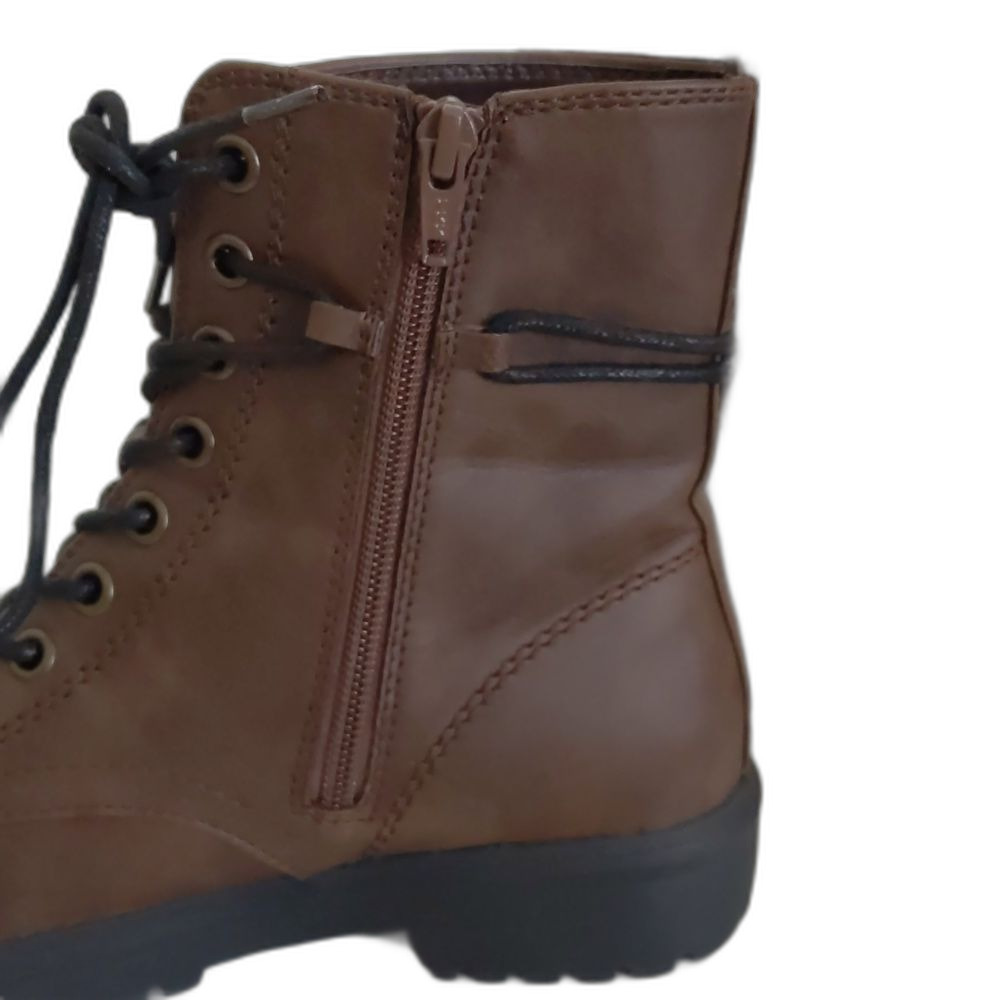 Women's So Bowfin Brown Combat Hiking Boots, Zip Up Closure, Size 6.5 - Picture 4 of 7